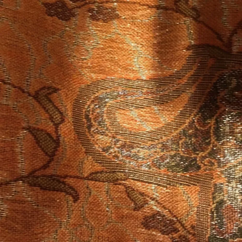 NWOT Orange and Browns with Silver Threads Scarf or Stole/Wrap